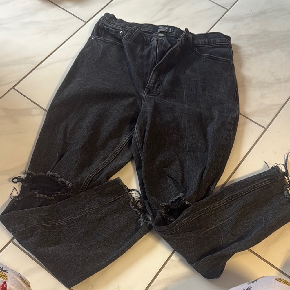 Abercrombie & Fitch Black Distressed Jeans